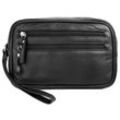 Handgelenktasche BODENSCHATZ, Damen, Gr. B/H/T: 24cm x 14cm x 3cm onesize, schwarz, Leder, glänzend, beschichtet, Taschen, echt Leder