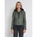 Lederjacke MUSTANG "31022244", Damen, Gr. L, grün (olive), Obermaterial: 100% Lammleder / Innenfutter: 100% Baumwolle / Ärmelfutter: 100% Polyester / Wattierung: 100% Polyester / Kapuze 52% Baumwolle, 48% Polyester, Jacken