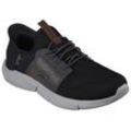 Slip-On Sneaker SKECHERS "INGRAM-BRACKETT" Gr. 41, schwarz (schwarz, grau) Herren Schuhe Slipper, Trainingsschuh, Freizeitschuh in veganer Verarbeitung