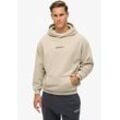 Kapuzensweatshirt SUPERDRY "MICRO LOGO GRAPHIC LOOSE HOOD", Herren, Gr. L, grau (chateau grau), angeraute Sweatware, Obermaterial: 80% Baumwolle, 20% Polyester, bedruckt, modisch, oversize, Rundhals, Langarm Rippbündchen, Sweatshirts