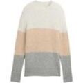 TOM TAILOR DENIM Damen Strickpullover mit Colour Blocking, grau, Colour Blocking, Gr. L