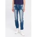 Slim-fit-Jeans ARIZONA "Heavy Washed - Shaping" Gr. 38, N-Gr, blau (darkblue) Damen Jeans Mid Waist