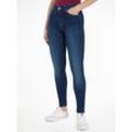 Skinny-fit-Jeans TOMMY JEANS "Tommy Jeans - Damenjeans- NORA Mid Rise - Skinny Fit" Gr. 32, Länge 34, blau (denim schwarz), Damen, Obermaterial: 92% Baumwolle, 4% Elasthan, 4% Polyester, unifarben, Jeans, mit Waschung, Logo-Badge