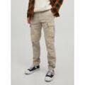 Cargohose JACK & JONES "STACE TUCKER" Gr. 33, Länge 36, beige (dune), Herren, Obermaterial: 97% Baumwolle, 3% Elasthan, Hosen