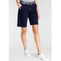 Chinoshorts DELMAO, Damen, Gr. 34, N-Gr, blau (marine), Web, Obermaterial: 98% Baumwolle, 2% Elasthan, unifarben, gestreift, casual, A-Linie kniefrei, Hosen Shorts Strandshorts, zum Krempeln, mit passendem Gürtel