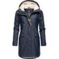 Regenjacke RAGWEAR "Tinsley" Gr. M (38), blau (navy) Damen Jacken stylischer Regenparka für den Winter