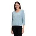 Strickpullover BETTY BARCLAY "Betty Barclay Feinstrickpullover mit V-Ausschnitt", Damen, Gr. 42, tourmalin melange, Strick, Obermaterial: 50% Viskose, 27% Polyester, 23% Polyamid., modisch, figurumspielend normal, V-Ausschnitt, Pullover, Struktur