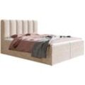 Emporius - Boxspringbett 180x200 cm Rimini - Doppelbett mit Topper, Bettkasten, Bonell-Matratze - Beige (Amor Velvet 4304) - Beige