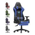 Bigzzia - Gaming Stuhl 110kg Gaming Stuhle mit Lendenwirbelstütze - Gaming Chair mit einklappbaren Fußstütze - Gamer Stuhl pu Leder - Gaming Stühle