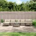 8-tlg. Garten-Lounge-Set, Gartenmöbel-Set, Terrassen-Sitzgruppe mit Kissen Anthrazit Poly Rattan ZDEH20720 Maisonchic