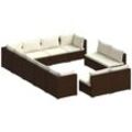 Vidaxl - 12-tlg. Garten-Lounge-Set mit Kissen Braun Poly Rattan