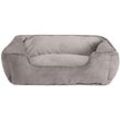 Lionto 2-in-1 Hundebett Hundekissen Hundekörbchen Hundesofa Größe m 80x60 cm dunkelgrau/grau