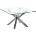 Beliani - Beistelltisch Silber Transparent 70 x 70 cm Glasplatte Edelstahl Poliert Metallbeinen Quadratisch Wohnzimmer/Salon Langlebig Modernes Design