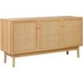 Sideboard mit 3 Türen Spanplatte Kiefer helles Holz Boho-Stil