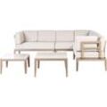 Lounge Set Sandbeige und Hellbeige Aluminium mit Auflagen 2 Tische für 6 Personen Garten Terrasse Balkon