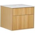 Beliani - Waschbeckenunterschrank Heller Holzfarbton u. Weiß 60 x 52 cm mit 2 Schubladen Geriffelte Optik Modernes Design Hängeschrank Bad