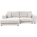 Ecksofa Cremeweiß Stoff L-förmig 3-Sitzer Sofa mit Chaiselongue Rechtsseitig Wohnzimmermöbel Modern Wohnzimmer Ausstattung Wohnecke Sitzecke