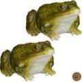 2 x Gartenfigur Frosch, wetterfest, für Balkon, Terrasse, am Teich, Kunststein, sitzende Dekofigur Frosch, grün