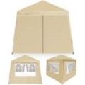 Pavillon Pop-Up 3x3m inkl. 4 Seitenteile Farbauswahl UV-Schutz 50+ inkl. Tasche wasserdicht faltbar Faltpavillon Zelt Festival Beige - Casaria