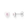 Paar Ohrstecker THOMAS SABO "Herz mit pinkem Stein, H2268-041-9" Ohrringe Gr. Silber 925 (Sterlingsilber), bunt (silberfarben, pink, pink) Damen mit Glas-Keramik Stein