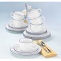 Kaffeeservice SELTMANN WEIDEN "Geschirr-Set, Service Compact Blaurand" Geschirr-Sets Gr. 18 tlg., weiß (weiß, blau) Made in Germany, 18 Teile, für 6 Personen