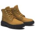 Schnürboots TIMBERLAND "GREYFIELD MID LACE UP BOOT", Gr. 37, gelb (wheat), Leder, sportlich, Schuhe, Winterstiefel, Schnürstiefel, Winterschuhe