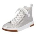 Sneaker RIEKER Gr. 37, grau (grau, silberfarben), Damen, Lederimitat, bedruckt, Schuhe, High Top-Sneaker, Freizeitschuh, Schnürschuh mit Plateausohle