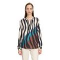 Longbluse BETTY BARCLAY "Betty Barclay Longbluse mit Stehkragen", Damen, Gr. 38, blau (dunkelblau, beige), Obermaterial: 100% Viskose. Besatz: 100% Viskose., casual, figurumspielend normal, Langarm, Blusen