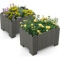 Costway - Lot de 2 Jardinière Rectangulaires en hdpe Résistant aux Intempéries, Lit de Jardin Surélevé avec Trous de Drainage pour Culture Fruits