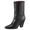 Cowboy Stiefelette TOMMY HILFIGER "MID COWBOY HEEL LEATHER", Damen, Gr. 40, schwarz, Leder, unifarben, klassisch, Schuhe, Trichterabsatz, Stiefelette, Westernstiefelette in spitzer Form