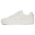 Plateausneaker TOMMY HILFIGER "ESSENTIAL VULC SNEAKER MONOGRAM", Damen, Gr. 40, beige (ecru), Leder, Lederimitat, unifarben, sportlich, Schuhe, Freizeitschuh, Halbschuh, Schnürschuh mit Monogramm