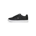 Plateausneaker TOMMY HILFIGER "ELEVATED ESSENT SNEAKER MONOGRAM" Gr. 35, schwarz Damen Schuhe Schnürer, Freitzeitschuh, Halbschuh mit gepolstertem Schaftrand