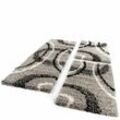 Paco Home - Bettumrandung Läufer Shaggy Hochflor Teppich Grau Schwarz Creme Läuferset 3 Tlg 2mal 70x140 1mal 70x250