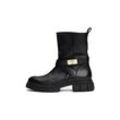 Bikerboots TOMMY HILFIGER "BIKER LEATHER" Gr. 41, schwarz Damen Schuhe Blockabsatz, Stiefelette, Boots mit goldfarbenem Schmuckelement