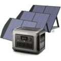 R1500 Tragbare Powerstation mit 3Pcs 100W Solarpanel, 1152Wh LiFePO4 Batterie mit 1800W ac Ausgang Solargenerator, 43dB Leise Betrieb Mobile