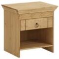 Nachtkommode HOME AFFAIRE "Indra", beige (natur), B:50cm H:51,5cm T:38cm, Massivholz, Sideboards, Nachttisch mit dekorativen Fräsungen, Breite: 50 cm