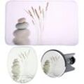 Badaccessoire-Set SANILO "Balance" Badaccessoires-Sets beige bestehend aus WC-Sitz, Badteppich und Waschbeckenstöpsel