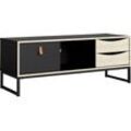 TV-Board ANDAS "Stubbe" Sideboards Gr. B/H/T: 117,2cm x 45cm x 40,0cm, 3 St., schwarz TV-Kommode, Breite 117,2cm, 3 Schubkästen, 1 Ledergriff