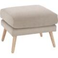 Hocker ANDAS "Bille", beige (creme), B:58cm H:45cm T:58cm, Struktur (100% Polyester), Struktur fein (100% Polyester), Samtoptik (100% Polyester), Luxus-Microfaser weich (100% Polyester), Hocker, Sitzhocker, mit Eiche-Beinen, Design by Morten Georgsen