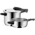 Schnellkochtopf WMF "Perfect RDS", schwarz (edelstahlfarben, schwarz), Ø:22cm, Töpfe, Dampfkochtopf mit abnehmbarem Deckelgriff, Induktion