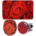 Badaccessoire-Set SANILO "Rosen" Badaccessoires-Sets rot bestehend aus WC-Sitz, Badteppich und Waschbeckenstöpsel