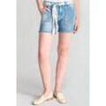 Shorts LE TEMPS DES CERISES "BLOOM", Damen, Gr. 27, EURO-Größen, blau, 98% Baumwolle, 2% Elasthan, Hosen, mit stylischem Bindegürtel