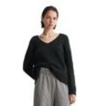 V-Ausschnitt-Pullover MARC O'POLO DENIM "aus Schurwolle-Alpakawolle-Mix" Gr. M, schwarz, Damen, Obermaterial: 45% Schurwolle, 37% Polyamid, 15% Alpaka, 3% Elasthan, unifarben, Pullover