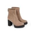 High-Heel-Stiefelette CALVIN KLEIN JEANS "HEEL PLATFORM ZIP BOOT SS" Gr. 37, beige Damen Schuhe Blockabsatz, Plateau, Stiefelette, praktischer Fersenreißverschluss