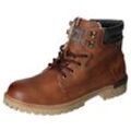 Winterboots MUSTANG SHOES, Herren, Gr. 43, braun (cognac used), Nubuklederimitat, used, casual, Schuhe, Schnürboots, Stiefelette, Workerboots, Kontrastbesatz, Logo-Aufnäher