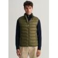 Steppweste GANT "LIGHT GILET", Herren, Gr. M, grün (racing grün), Web, Obermaterial: 100% Polyester, unifarben, casual, normal hüftlang, Westen, im Streifen-Stepp-Look