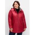 Steppjacke SHEEGO "Große Größen", Damen, Gr. 44, rot (kirschrot), Obermaterial: 100% Polyester;Futter: 100% Polyester;Wattierung: 100% Polyester, unifarben, casual, figurbetont lang, Langarm, Jacken, mit Kapuze und Flanell-Details