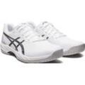 Tennisschuh ASICS "GEL-GAME 9", Gr. 46,5, schwarz-weiß (weiß, schwarz), Textil, Synthetik, mehrfarbig, sportlich, Schuhe, Allcourtschuh