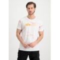 T-Shirt ALPHA INDUSTRIES "Alpha Industries Men - T-Shirts Lightning AOP T" Gr. M, orange (weiß, orange) Herren Shirts