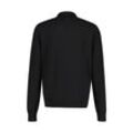 Strickpullover LERROS "LERROS Langarm Strickpolo mit Wollanteil", Herren, Gr. XL, schwarz, 80% Baumwolle, 20% Wolle, ohne Ausschnitt, Langarm, Pullover